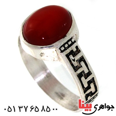 انگشتر عقیق قرمز مردانه مدل ارژنگ _کد:10545