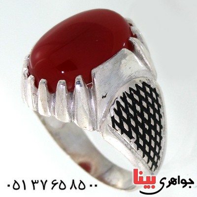 انگشتر عقیق درشت مردانه مدل سوهانی _کد:10548