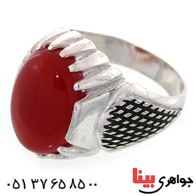 انگشتر عقیق درشت مردانه مدل سوهانی _کد:10548