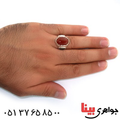انگشتر عقیق درشت مردانه مدل سوهانی _کد:10548