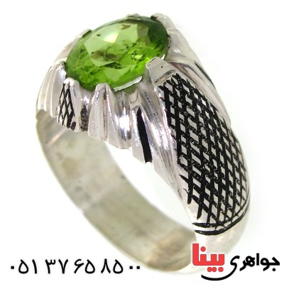 انگشتر زبرجد مردانه سوهانی دور چنگی _کد:10549