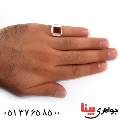 انگشتر عقیق قرمز مردانه مدد یا علی (ع) _کد:10554