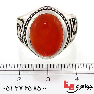 انگشتر عقیق قرمز مردانه مدد یا علی _کد:10556
