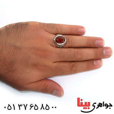 انگشتر عقیق قرمز مردانه مدد یا علی _کد:10556