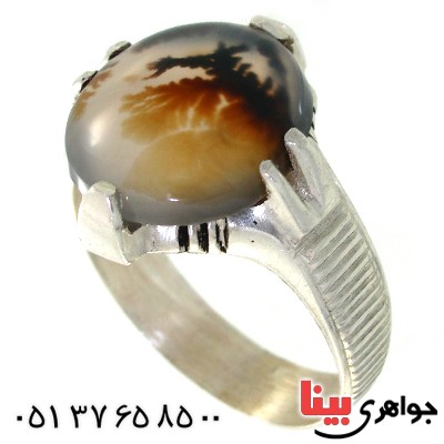 انگشتر عقیق شجری مردانه خوش نقش _کد:10558