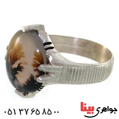انگشتر عقیق شجری مردانه خوش نقش _کد:10558