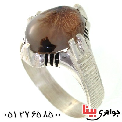 انگشتر عقیق شجری مردانه مدل چهار چنگ _کد:10561