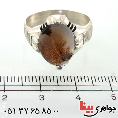 انگشتر عقیق شجری مردانه مدل چهار چنگ _کد:10561