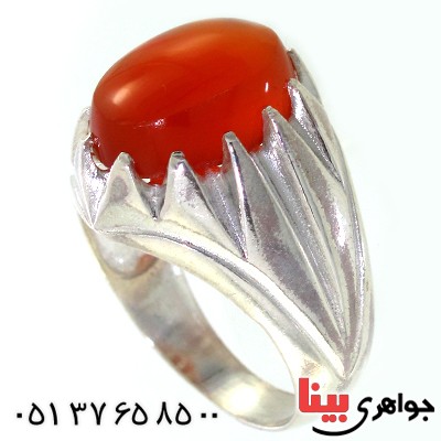 انگشتر عقیق یمنی مردانه دور چنگی _کد:10566