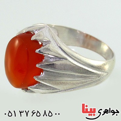 انگشتر عقیق یمنی مردانه دور چنگی _کد:10566