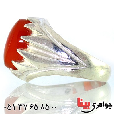 انگشتر عقیق یمنی مردانه دور چنگی _کد:10566