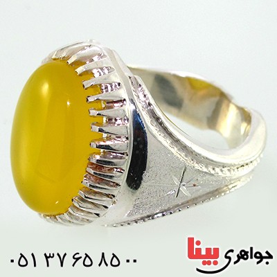 انگشتر عقیق شرف الشمس مردانه سنتی مدل ستاره ای _کد:10567
