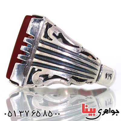 انگشتر عقیق قرمز مربعی مردانه درشت _کد:10568