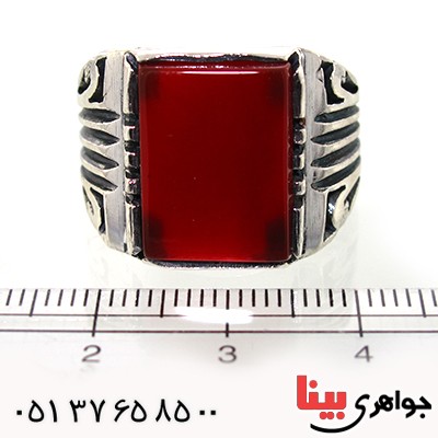 انگشتر عقیق قرمز مربعی مردانه درشت _کد:10568