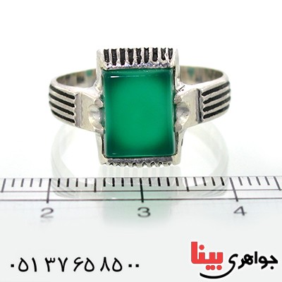 انگشتر عقیق سبز مردانه مربعی _کد:10569