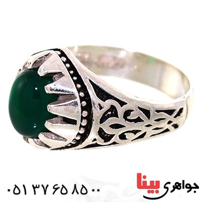 انگشتر عقیق سبز مردانه اسلیمی _کد:10571