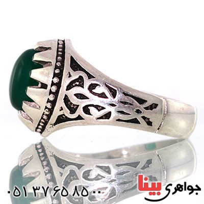 انگشتر عقیق سبز مردانه اسلیمی _کد:10571