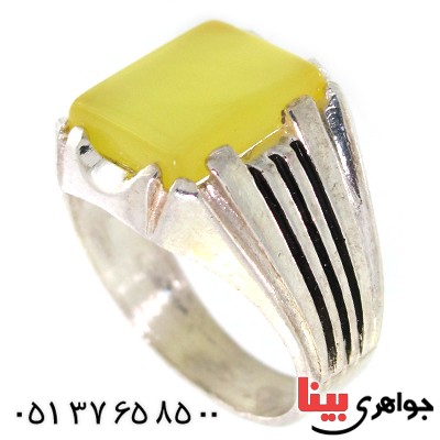 انگشتر عقیق شرف الشمس مردانه مربعی دور چنگی _کد:10580