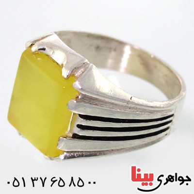 انگشتر عقیق شرف الشمس مردانه مربعی دور چنگی _کد:10580