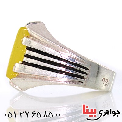 انگشتر عقیق شرف الشمس مردانه مربعی دور چنگی _کد:10580