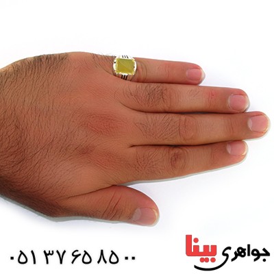 انگشتر عقیق شرف الشمس مردانه مربعی دور چنگی _کد:10580
