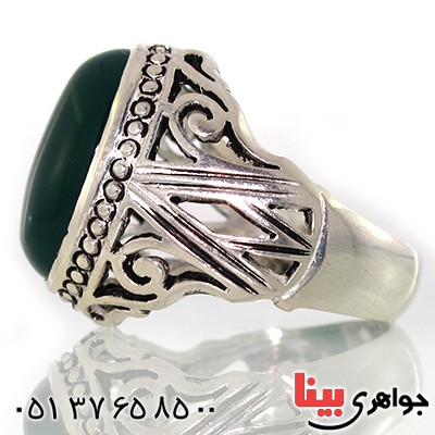 انگشتر عقیق سبز درشت مردانه مدل هورتاش _کد:10581