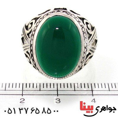انگشتر عقیق سبز درشت مردانه مدل هورتاش _کد:10581