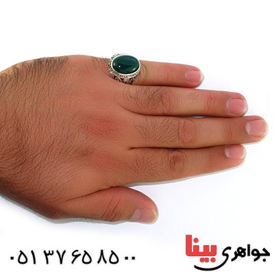انگشتر عقیق سبز درشت مردانه مدل هورتاش _کد:10581