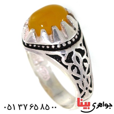 انگشتر عقیق شرف الشمس مردانه مدل اسلیمی _کد:10586