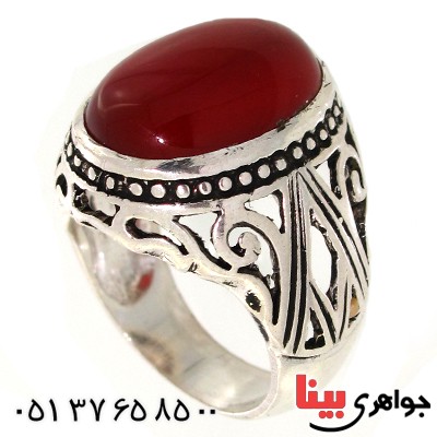 انگشتر عقیق قرمز درشت مردانه مدل هورتاش _کد:10588