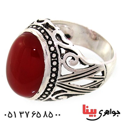 انگشتر عقیق قرمز درشت مردانه مدل هورتاش _کد:10588