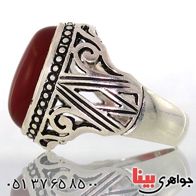 انگشتر عقیق قرمز درشت مردانه مدل هورتاش _کد:10588