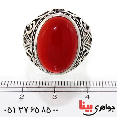 انگشتر عقیق قرمز درشت مردانه مدل هورتاش _کد:10588