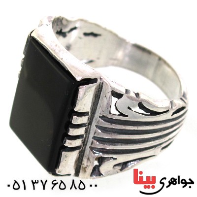 انگشتر عقیق سیاه (اونیکس) مربعی مردانه درشت _کد:10589