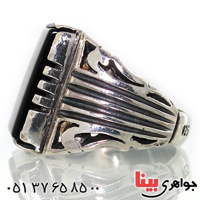 انگشتر عقیق سیاه (اونیکس) مربعی مردانه درشت _کد:10589