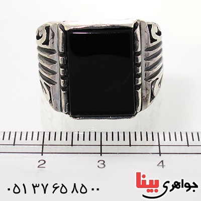 انگشتر عقیق سیاه (اونیکس) مربعی مردانه درشت _کد:10589
