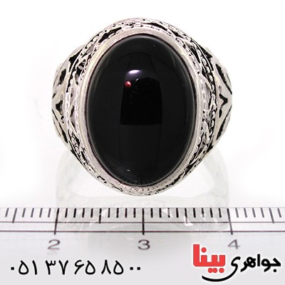 انگشتر عقیق سیاه (اونیکس) مردانه درشت اسلیمی _کد:10593