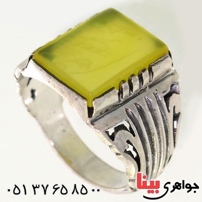 انگشتر عقیق شرف الشمس مربعی مردانه درشت _کد:10594