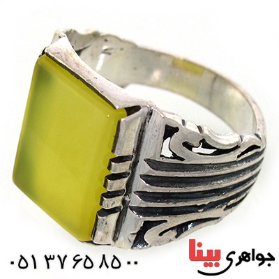 انگشتر عقیق شرف الشمس مربعی مردانه درشت _کد:10594