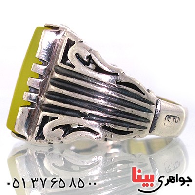 انگشتر عقیق شرف الشمس مربعی مردانه درشت _کد:10594