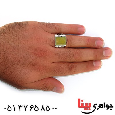 انگشتر عقیق شرف الشمس مربعی مردانه درشت _کد:10594
