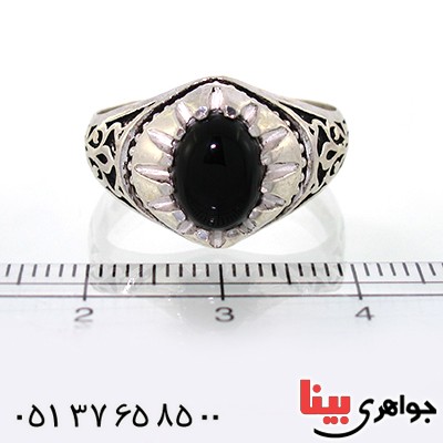 انگشتر عقیق سیاه (اونیکس) مردانه مدل اسلیمی _کد:10595