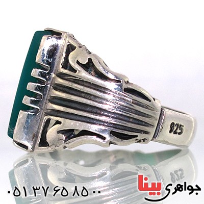 انگشتر عقیق سبز مربعی مردانه درشت _کد:10597