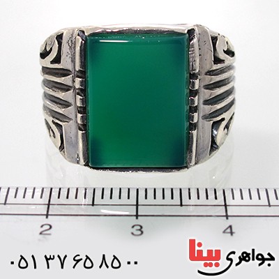 انگشتر عقیق سبز مربعی مردانه درشت _کد:10597