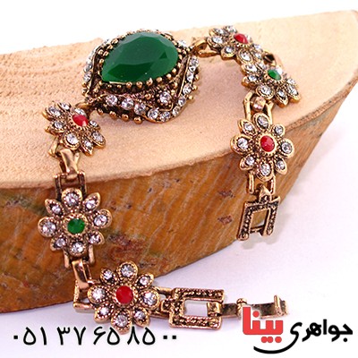 دستبند نگین رنگی عثمانی اشکی _کد:10601