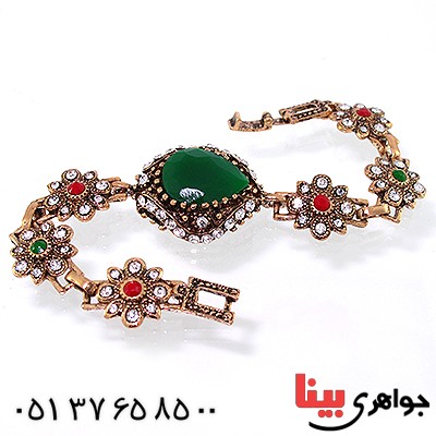 دستبند نگین رنگی عثمانی اشکی _کد:10601