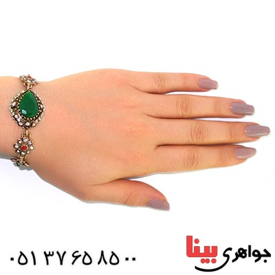 دستبند نگین رنگی عثمانی اشکی _کد:10601