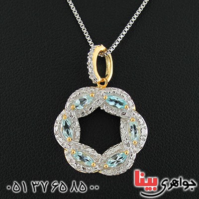 گردنبند آکوآمارین زنانه مانی ایتالیایی مدل بافت _کد:10607