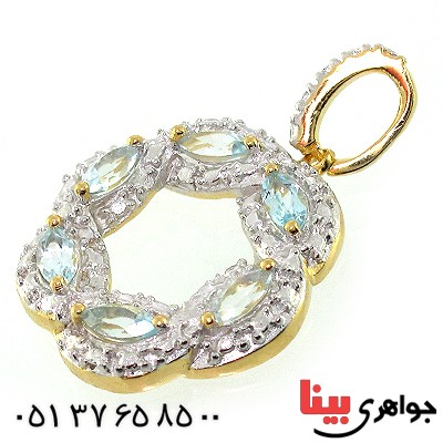 گردنبند آکوآمارین زنانه مانی ایتالیایی مدل بافت _کد:10607