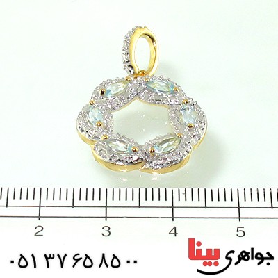 گردنبند آکوآمارین زنانه مانی ایتالیایی مدل بافت _کد:10607